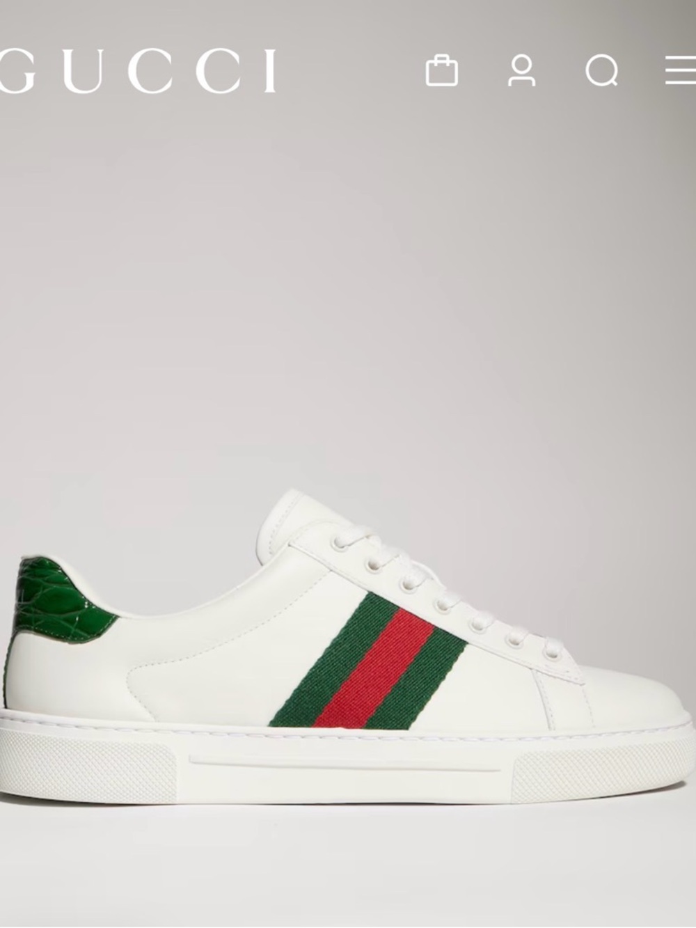 Gucci - Brand New Women's Gucci White Ace Sneaker with Web. NWB - Picture 4 of 16